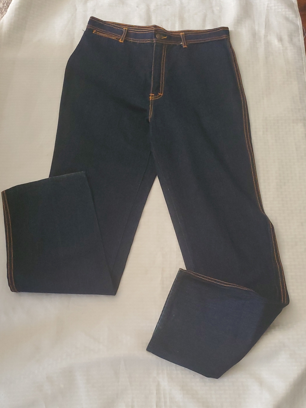 Y2k  Straight-Leg Women's Jeans in Deep Blue Denim with Contrast Stitching